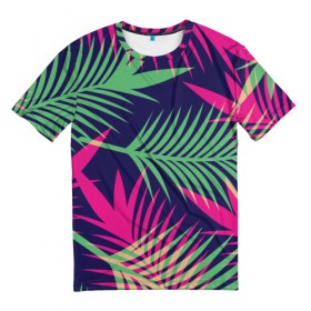 Мужская футболка 3D с принтом Листья Пальмы в Кировске, 100% полиэфир | прямой крой, круглый вырез горловины, длина до линии бедер | весна | джунгли | для весны | для лета | лес | лето | листья | текстура | тропики | тропический | цветы