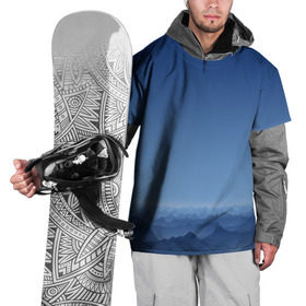 Накидка на куртку 3D с принтом Blue Mountains в Кировске, 100% полиэстер |  | вид | горы | ночь | пейзаж | природа | синий | скалы | сумерки | туман | утро