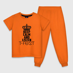 Детская пижама хлопок с принтом Keep calm and listen T-Fest в Кировске, 100% хлопок |  брюки и футболка прямого кроя, без карманов, на брюках мягкая резинка на поясе и по низу штанин
 | t fest | т фест