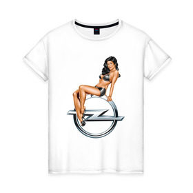 Женская футболка хлопок с принтом Pin-Up Girls Opel в Кировске, 100% хлопок | прямой крой, круглый вырез горловины, длина до линии бедер, слегка спущенное плечо | Тематика изображения на принте: 