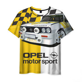 Мужская футболка 3D с принтом Opel Motor Sport Ascona B в Кировске, 100% полиэфир | прямой крой, круглый вырез горловины, длина до линии бедер | Тематика изображения на принте: 