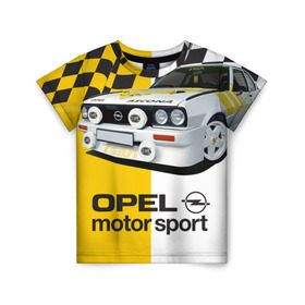 Детская футболка 3D с принтом Opel Motor Sport Ascona B в Кировске, 100% гипоаллергенный полиэфир | прямой крой, круглый вырез горловины, длина до линии бедер, чуть спущенное плечо, ткань немного тянется | 