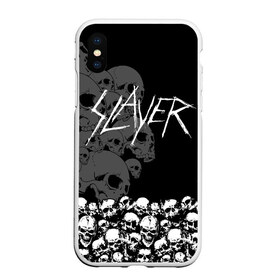 Чехол для iPhone XS Max матовый с принтом Slayer Black в Кировске, Силикон | Область печати: задняя сторона чехла, без боковых панелей | hard | heavy | metal | rock | skull | trash | метал | рок | слеер | слейер | слэер | слэйер | треш | трэш | череп | черепа