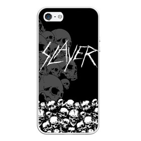 Чехол для iPhone 5/5S матовый с принтом Slayer Black в Кировске, Силикон | Область печати: задняя сторона чехла, без боковых панелей | hard | heavy | metal | rock | skull | trash | метал | рок | слеер | слейер | слэер | слэйер | треш | трэш | череп | черепа