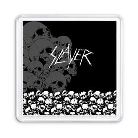 Магнит 55*55 с принтом Slayer Black в Кировске, Пластик | Размер: 65*65 мм; Размер печати: 55*55 мм | hard | heavy | metal | rock | skull | trash | метал | рок | слеер | слейер | слэер | слэйер | треш | трэш | череп | черепа