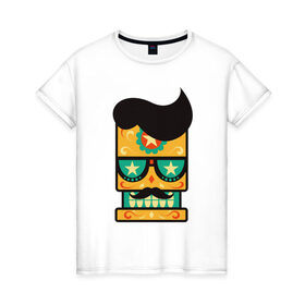 Женская футболка хлопок с принтом Щелкунчик в Кировске, 100% хлопок | прямой крой, круглый вырез горловины, длина до линии бедер, слегка спущенное плечо | череп | черепа