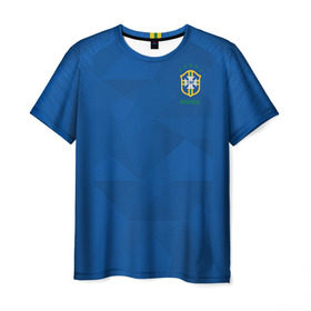 Мужская футболка 3D с принтом Бразилия 2018 гостевая в Кировске, 100% полиэфир | прямой крой, круглый вырез горловины, длина до линии бедер | brazil | cup | world |   | бразилия