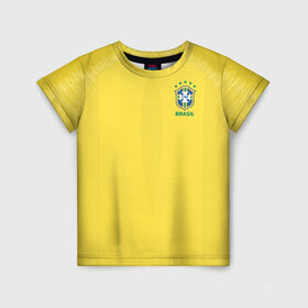 Детская футболка 3D с принтом Бразилия 2018 в Кировске, 100% гипоаллергенный полиэфир | прямой крой, круглый вырез горловины, длина до линии бедер, чуть спущенное плечо, ткань немного тянется | brazil | бразилия