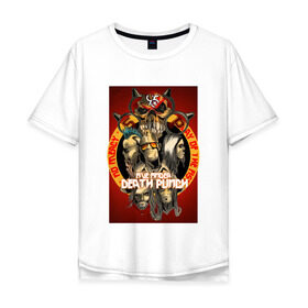 Мужская футболка хлопок Oversize с принтом Five Finger Death Punch 2 в Кировске, 100% хлопок | свободный крой, круглый ворот, “спинка” длиннее передней части | 5fdp | ffdp | five finger death punch