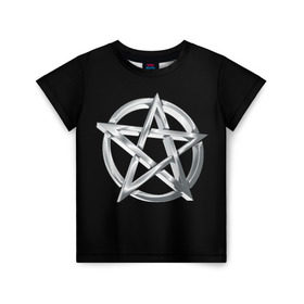 Детская футболка 3D с принтом Пентаграмма в Кировске, 100% гипоаллергенный полиэфир | прямой крой, круглый вырез горловины, длина до линии бедер, чуть спущенное плечо, ткань немного тянется | звезда | знаки | круг | магия | оккультизм | пентаграмма | пентакль | символы | сокральность | эзотерика