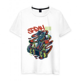 Мужская футболка хлопок с принтом Граффити в Кировске, 100% хлопок | прямой крой, круглый вырез горловины, длина до линии бедер, слегка спущенное плечо. | графити | кислота | психоделика | скейт | скейтборд | спрей