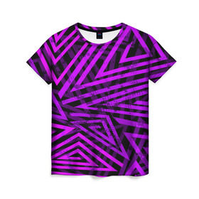 Женская футболка 3D с принтом Неоновая геометрия в Кировске, 100% полиэфир ( синтетическое хлопкоподобное полотно) | прямой крой, круглый вырез горловины, длина до линии бедер | geometry | optical | линии | узор | яркий