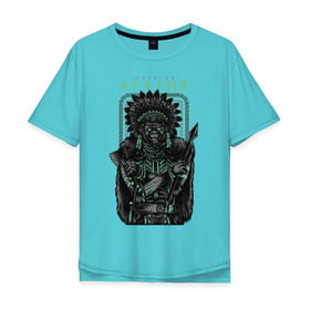 Мужская футболка хлопок Oversize с принтом Apache в Кировске, 100% хлопок | свободный крой, круглый ворот, “спинка” длиннее передней части | апачи | воин | горилла | индеец | обезьяна