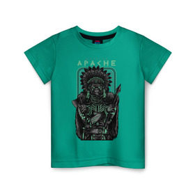 Детская футболка хлопок с принтом Apache в Кировске, 100% хлопок | круглый вырез горловины, полуприлегающий силуэт, длина до линии бедер | апачи | воин | горилла | индеец | обезьяна