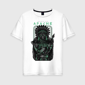 Женская футболка хлопок Oversize с принтом Apache в Кировске, 100% хлопок | свободный крой, круглый ворот, спущенный рукав, длина до линии бедер
 | апачи | воин | горилла | индеец | обезьяна