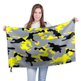 Флаг 3D с принтом Yellow camouflage в Кировске, 100% полиэстер | плотность ткани — 95 г/м2, размер — 67 х 109 см. Принт наносится с одной стороны | camouflage | камуфляж | комуфляж