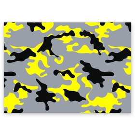 Поздравительная открытка с принтом Yellow camouflage в Кировске, 100% бумага | плотность бумаги 280 г/м2, матовая, на обратной стороне линовка и место для марки
 | Тематика изображения на принте: camouflage | камуфляж | комуфляж