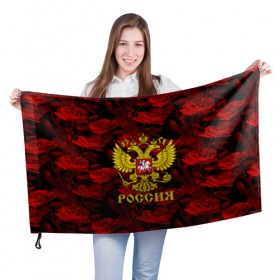 Флаг 3D с принтом Russia flower red collection в Кировске, 100% полиэстер | плотность ткани — 95 г/м2, размер — 67 х 109 см. Принт наносится с одной стороны | Тематика изображения на принте: 