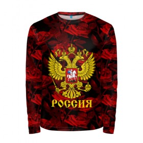 Мужской лонгслив 3D с принтом Russia flower red collection в Кировске, 100% полиэстер | длинные рукава, круглый вырез горловины, полуприлегающий силуэт | Тематика изображения на принте: 