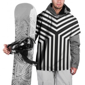 Накидка на куртку 3D с принтом Кибер Зебра в Кировске, 100% полиэстер |  | black and white stripes | geometry | vest | zebra | геометрия | зебра | тельняшка | черно белая полоска