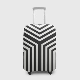 Чехол для чемодана 3D с принтом Кибер Зебра в Кировске, 86% полиэфир, 14% спандекс | двустороннее нанесение принта, прорези для ручек и колес | black and white stripes | geometry | vest | zebra | геометрия | зебра | тельняшка | черно белая полоска