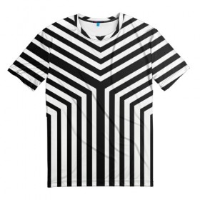 Мужская футболка 3D с принтом Кибер Зебра в Кировске, 100% полиэфир | прямой крой, круглый вырез горловины, длина до линии бедер | black and white stripes | geometry | vest | zebra | геометрия | зебра | тельняшка | черно белая полоска