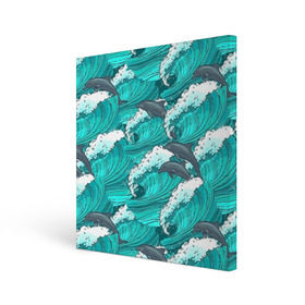 Холст квадратный с принтом Дельфины в Кировске, 100% ПВХ |  | Тематика изображения на принте: dolphins | fish | ocean | pattern | sea | summer | waves | волны | дельфины | лето | море | океан | паттерн | рыбы