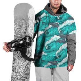 Накидка на куртку 3D с принтом Дельфины в Кировске, 100% полиэстер |  | dolphins | fish | ocean | pattern | sea | summer | waves | волны | дельфины | лето | море | океан | паттерн | рыбы