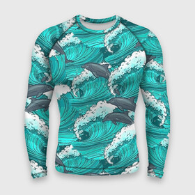 Мужской рашгард 3D с принтом Дельфины в Кировске,  |  | dolphins | fish | ocean | pattern | sea | summer | waves | волны | дельфины | лето | море | океан | паттерн | рыбы