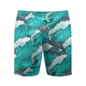 Мужские шорты 3D спортивные с принтом Дельфины в Кировске,  |  | dolphins | fish | ocean | pattern | sea | summer | waves | волны | дельфины | лето | море | океан | паттерн | рыбы
