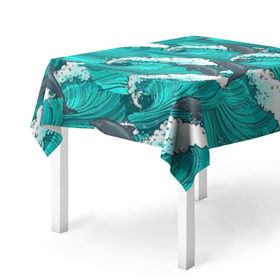 Скатерть 3D с принтом Дельфины в Кировске, 100% полиэстер (ткань не мнется и не растягивается) | Размер: 150*150 см | dolphins | fish | ocean | pattern | sea | summer | waves | волны | дельфины | лето | море | океан | паттерн | рыбы