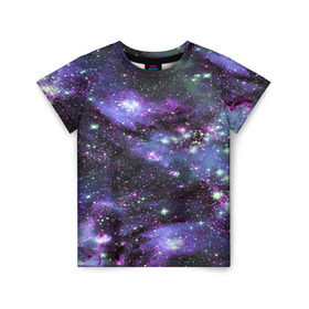 Детская футболка 3D с принтом Sky nebula в Кировске, 100% гипоаллергенный полиэфир | прямой крой, круглый вырез горловины, длина до линии бедер, чуть спущенное плечо, ткань немного тянется | abstraction | cosmos | nebula | space | star | universe | абстракция | вселенная | звезды | космос | мир | планеты