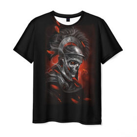 Мужская футболка 3D с принтом Мертвый легионер в Кировске, 100% полиэфир | прямой крой, круглый вырез горловины, длина до линии бедер | зомби | легионер | рим | скелет | череп