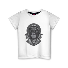 Детская футболка хлопок с принтом Горилла в Кировске, 100% хлопок | круглый вырез горловины, полуприлегающий силуэт, длина до линии бедер | 