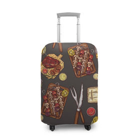 Чехол для чемодана 3D с принтом Вкуснятина в Кировске, 86% полиэфир, 14% спандекс | двустороннее нанесение принта, прорези для ручек и колес | барбекю | еда | кулинария | мясо | повар | стейк | шашлык