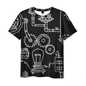 Мужская футболка 3D с принтом Стиль стимпанк в Кировске, 100% полиэфир | прямой крой, круглый вырез горловины, длина до линии бедер | будущие | наука | прошлое | стимпанк | фантастика