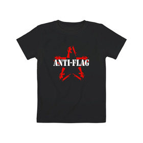 Детская футболка хлопок с принтом Anti-Flag в Кировске, 100% хлопок | круглый вырез горловины, полуприлегающий силуэт, длина до линии бедер | american | attraction | dead | hardcore | not | punk | punks | rock | альтернатива | анти | группа | панк | рок | стрит | флаг