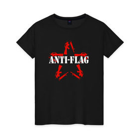 Женская футболка хлопок с принтом Anti-Flag в Кировске, 100% хлопок | прямой крой, круглый вырез горловины, длина до линии бедер, слегка спущенное плечо | american | attraction | dead | hardcore | not | punk | punks | rock | альтернатива | анти | группа | панк | рок | стрит | флаг
