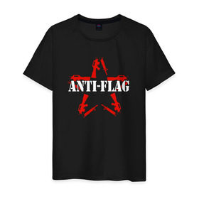 Мужская футболка хлопок с принтом Anti-Flag в Кировске, 100% хлопок | прямой крой, круглый вырез горловины, длина до линии бедер, слегка спущенное плечо. | american | attraction | dead | hardcore | not | punk | punks | rock | альтернатива | анти | группа | панк | рок | стрит | флаг