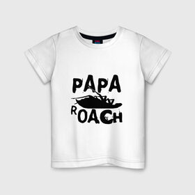 Детская футболка хлопок с принтом Papa Roach в Кировске, 100% хлопок | круглый вырез горловины, полуприлегающий силуэт, длина до линии бедер | papa roach | roach | папа роач | папароач | папароч | роач | роч