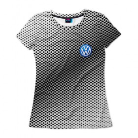 Женская футболка 3D с принтом VOLKSWAGEN SPORT в Кировске, 100% полиэфир ( синтетическое хлопкоподобное полотно) | прямой крой, круглый вырез горловины, длина до линии бедер | 