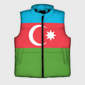 Мужской жилет утепленный 3D с принтом Азербайджан в Кировске,  |  | azerbaijan | azrbaycan | звезда | ислам | полумесяц | флаг