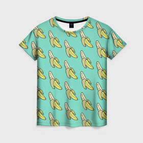 Женская футболка 3D с принтом Бааны в Кировске, 100% полиэфир ( синтетическое хлопкоподобное полотно) | прямой крой, круглый вырез горловины, длина до линии бедер | banana | food | vegan | vegetarian | банан | веган | вегетарианство | еда