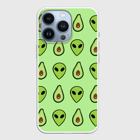 Чехол для iPhone 13 Pro с принтом Green в Кировске,  |  | Тематика изображения на принте: alien | food | vegetarian | авокадо | вегетарианство | еда | пришелец