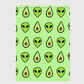 Скетчбук с принтом Green в Кировске, 100% бумага
 | 48 листов, плотность листов — 100 г/м2, плотность картонной обложки — 250 г/м2. Листы скреплены сверху удобной пружинной спиралью | alien | food | vegetarian | авокадо | вегетарианство | еда | пришелец
