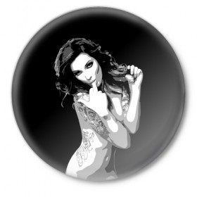 Значок с принтом Trap girl в Кировске,  металл | круглая форма, металлическая застежка в виде булавки | девушка | женщина | трап