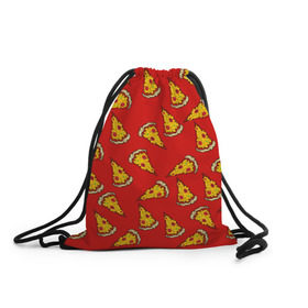 Рюкзак-мешок 3D с принтом Pizza red в Кировске, 100% полиэстер | плотность ткани — 200 г/м2, размер — 35 х 45 см; лямки — толстые шнурки, застежка на шнуровке, без карманов и подкладки | Тематика изображения на принте: fast food | pizza | еда | пицца | фастфуд