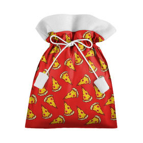 Подарочный 3D мешок с принтом Pizza red в Кировске, 100% полиэстер | Размер: 29*39 см | fast food | pizza | еда | пицца | фастфуд