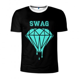 Мужская футболка 3D спортивная с принтом Swag diamond в Кировске, 100% полиэстер с улучшенными характеристиками | приталенный силуэт, круглая горловина, широкие плечи, сужается к линии бедра | 