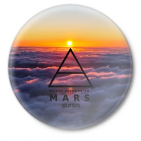Значок с принтом 30 Seconds to Mars в Кировске,  металл | круглая форма, металлическая застежка в виде булавки | 
